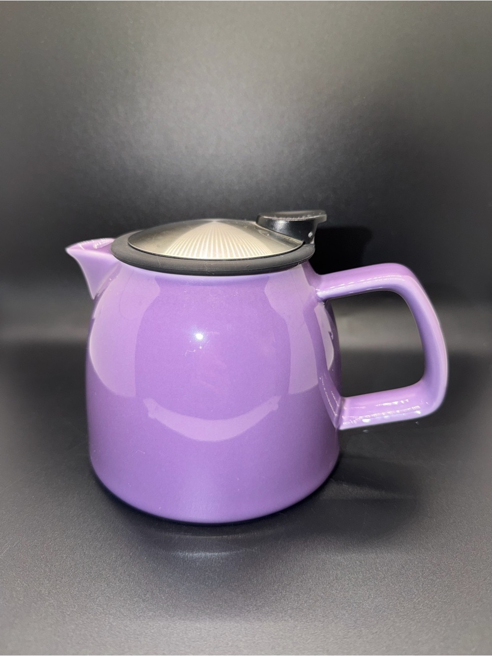 FORLIFE Purple Glazed Ceramic Teapot with Steel Infuser